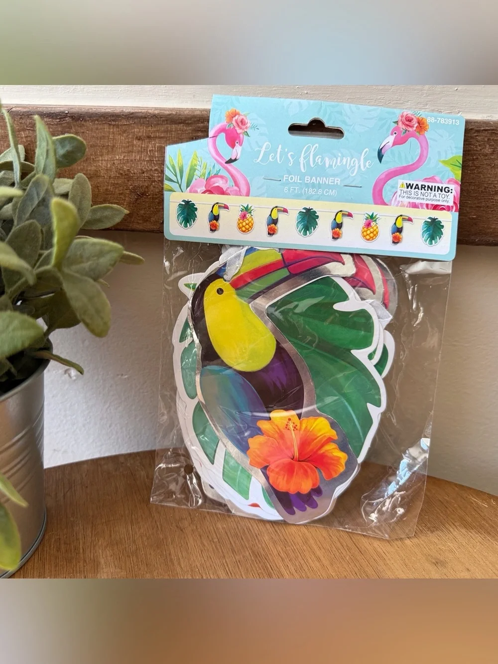 Hobby Lobby Tropical Toucan Foil Banner - Green, Yellow, Orange, Purple